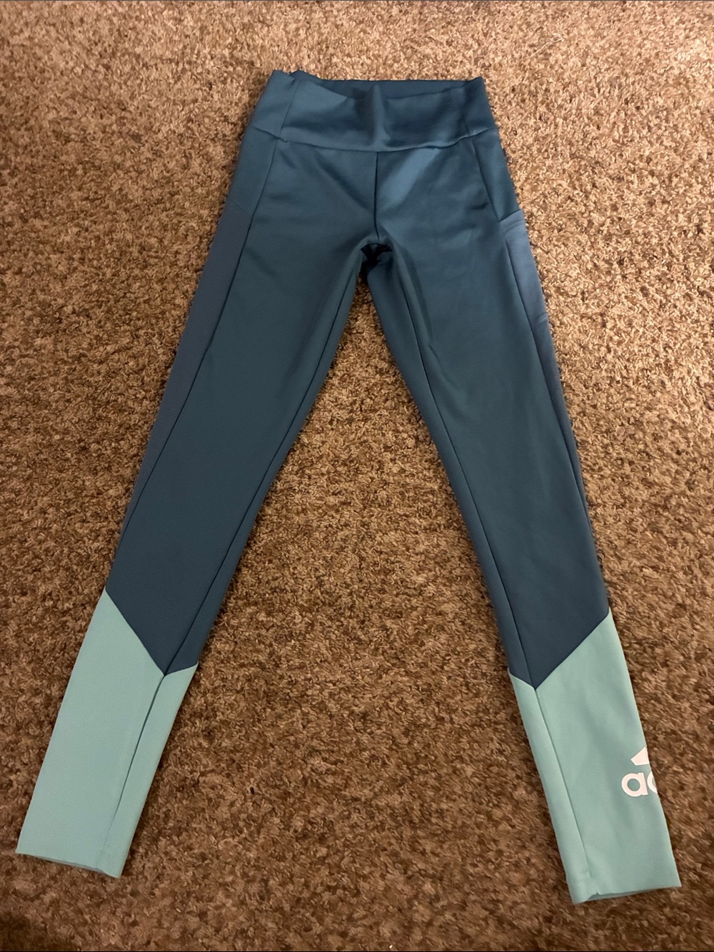 adidas Teal and Light Teal Colorblock Leggings